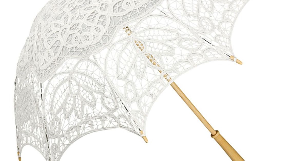 groß Spitze Regenschirm Spitze Sonnenschirm Regenschirm Hochzeit Weiße Baumwolle Mode Holzgriff Dekoration Regenschirm 